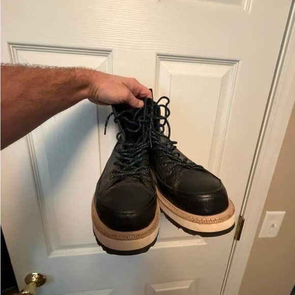 Converse Black Leather Boots with Cream Sole main image 2